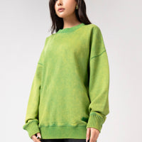 Acidwash Sweatshirt Women - Parrot Green