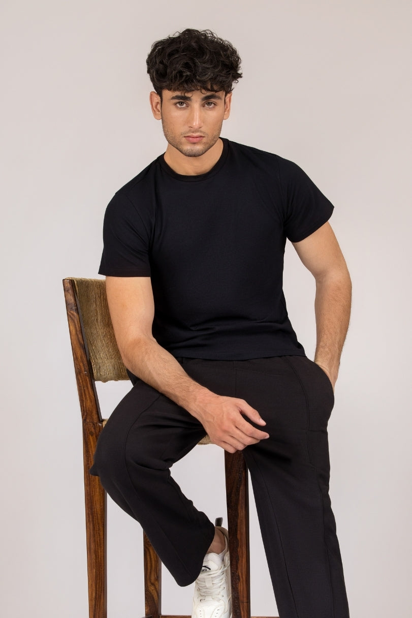 Men Regular Fit T-shirt, Black 2025