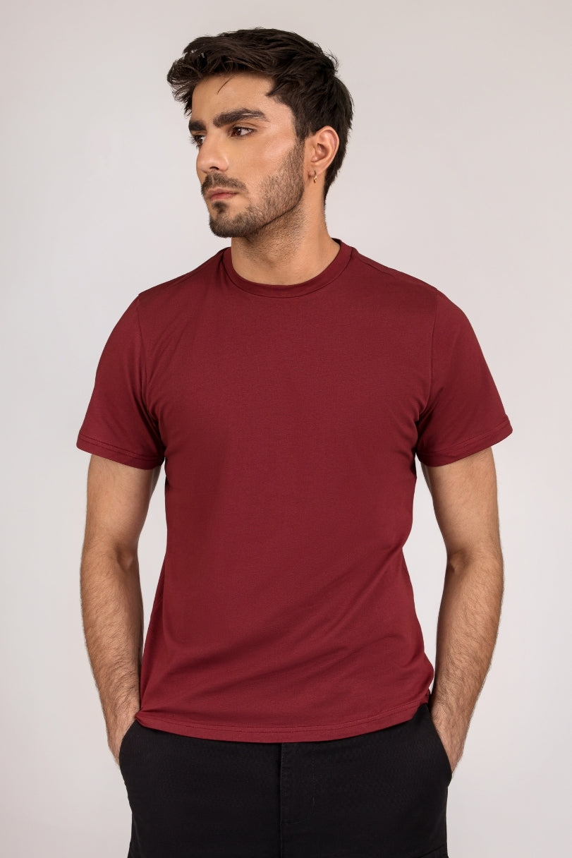 Men Regular Fit T-shirt, Maroon 2025