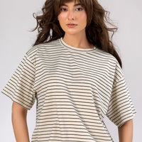 Women Black Sleek Stripes Box Fit T-shirt 2025