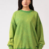 Acidwash Sweatshirt Women - Parrot Green