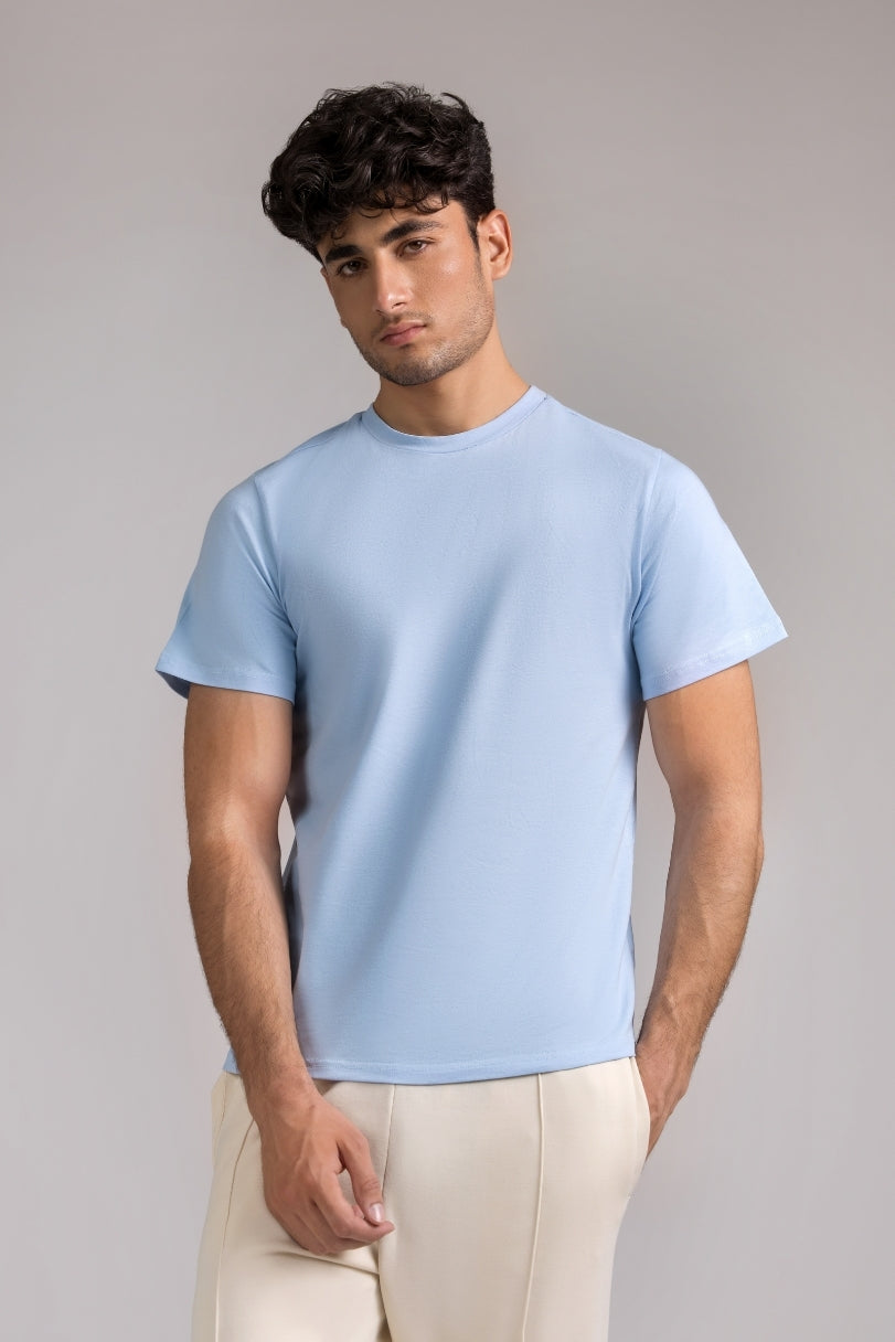Men Regular Fit T-shirt, Ice Blue 2025