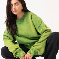 Acidwash Sweatshirt Women - Parrot Green