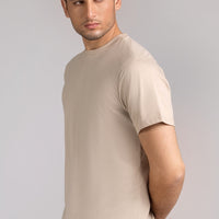 Men Regular Fit T-shirt, Cream Beige 2025