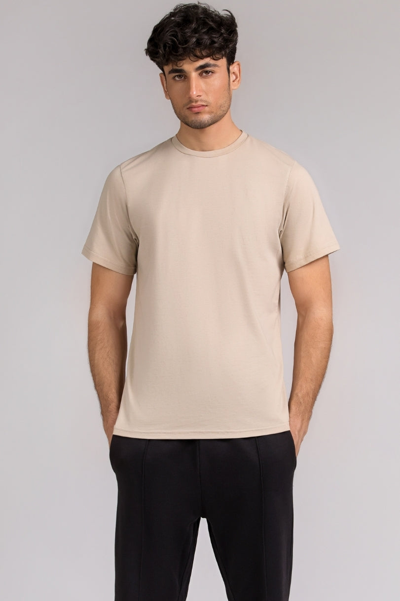 Men Regular Fit T-shirt, Cream Beige 2025