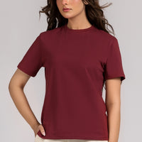 Women Regular Fit T-shirt, Maroon 2025