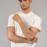 Men Regular Fit T-shirt, Ivory 2025