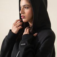Basic Crop hoodie - Coal Black