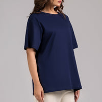 Women Box Fit T-shirt, Blue 2025