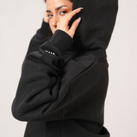 Basic Crop hoodie Co-ord set - Coal Black