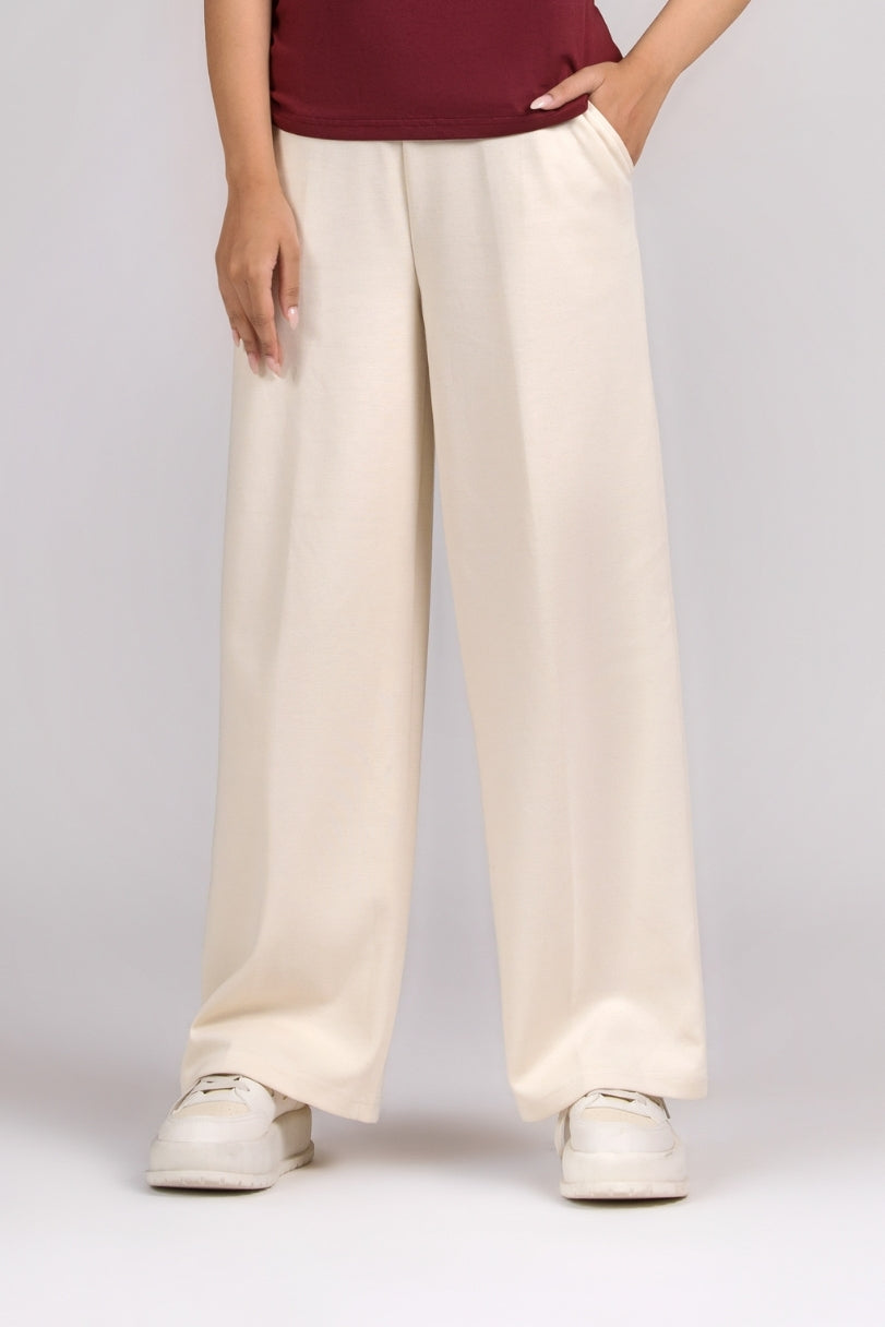 Women Activewear Straight Ivory Trouser