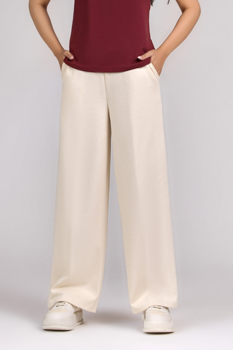 Women Activewear Straight Ivory Trouser