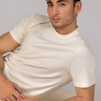 Men Regular Fit T-shirt, Ivory 2025