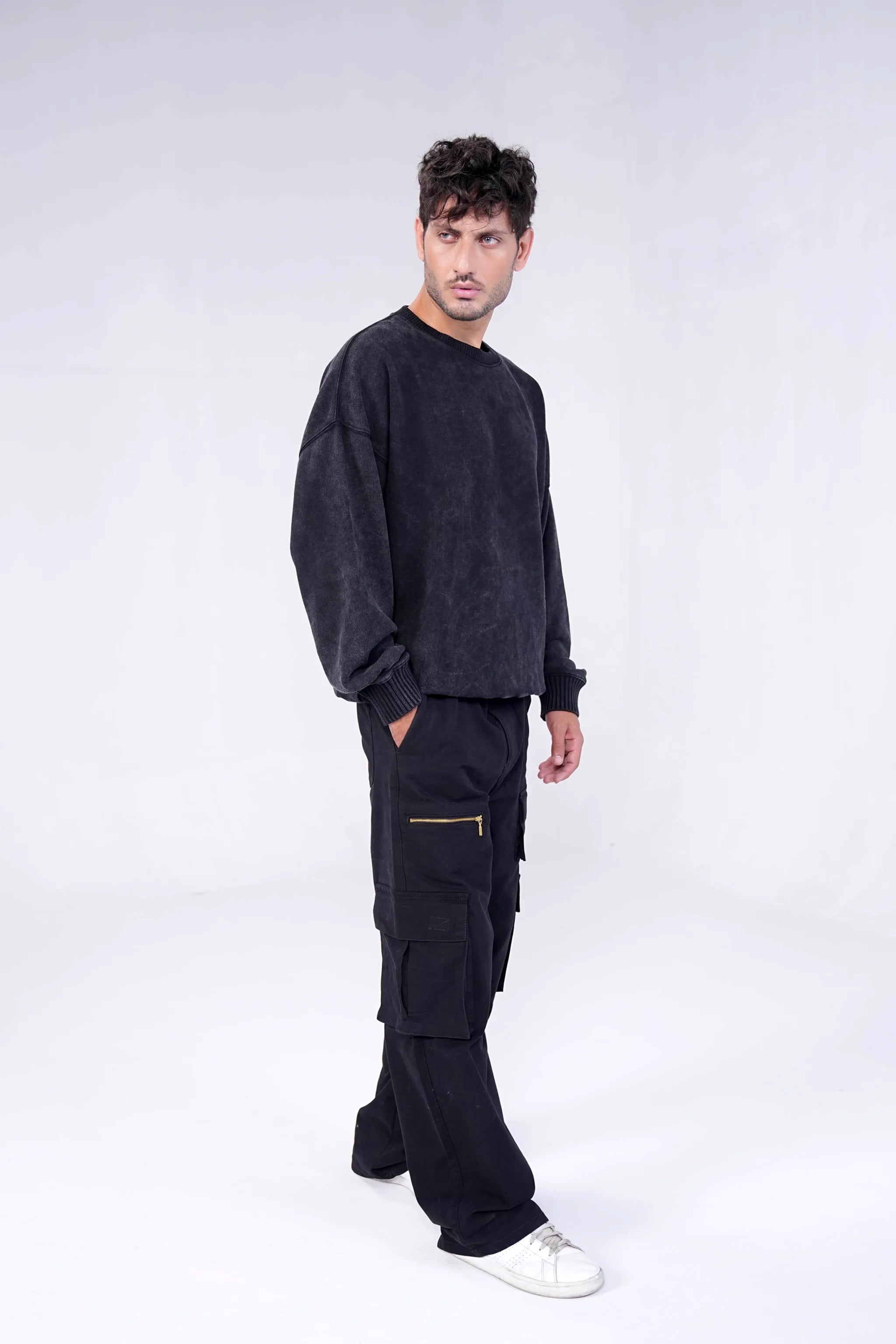 Classic Straight Cargo Pants - Coal Black
