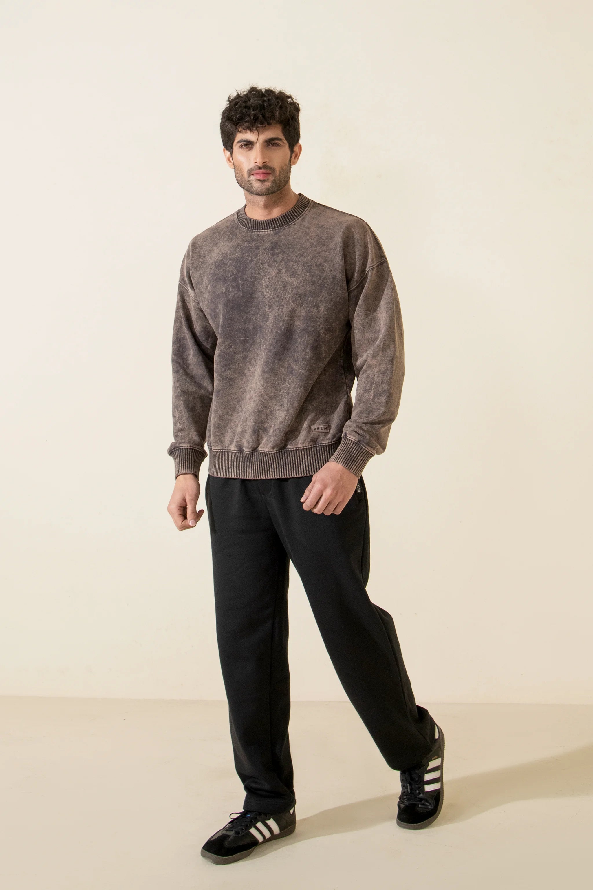 Acidwash Sweatshirt Men- Polar Brown