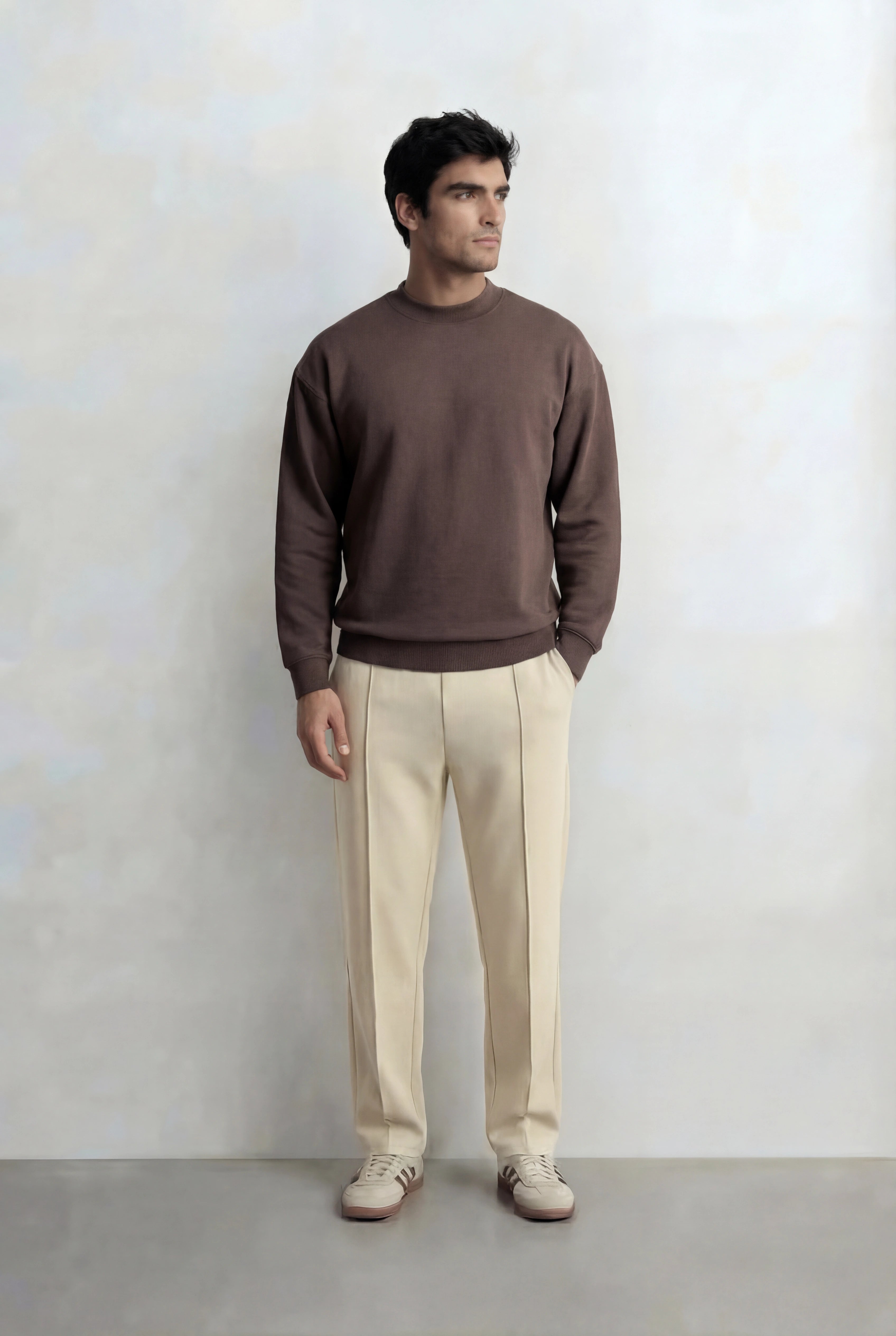 Relaxed Crew Neck Sweatshirt - Mocha