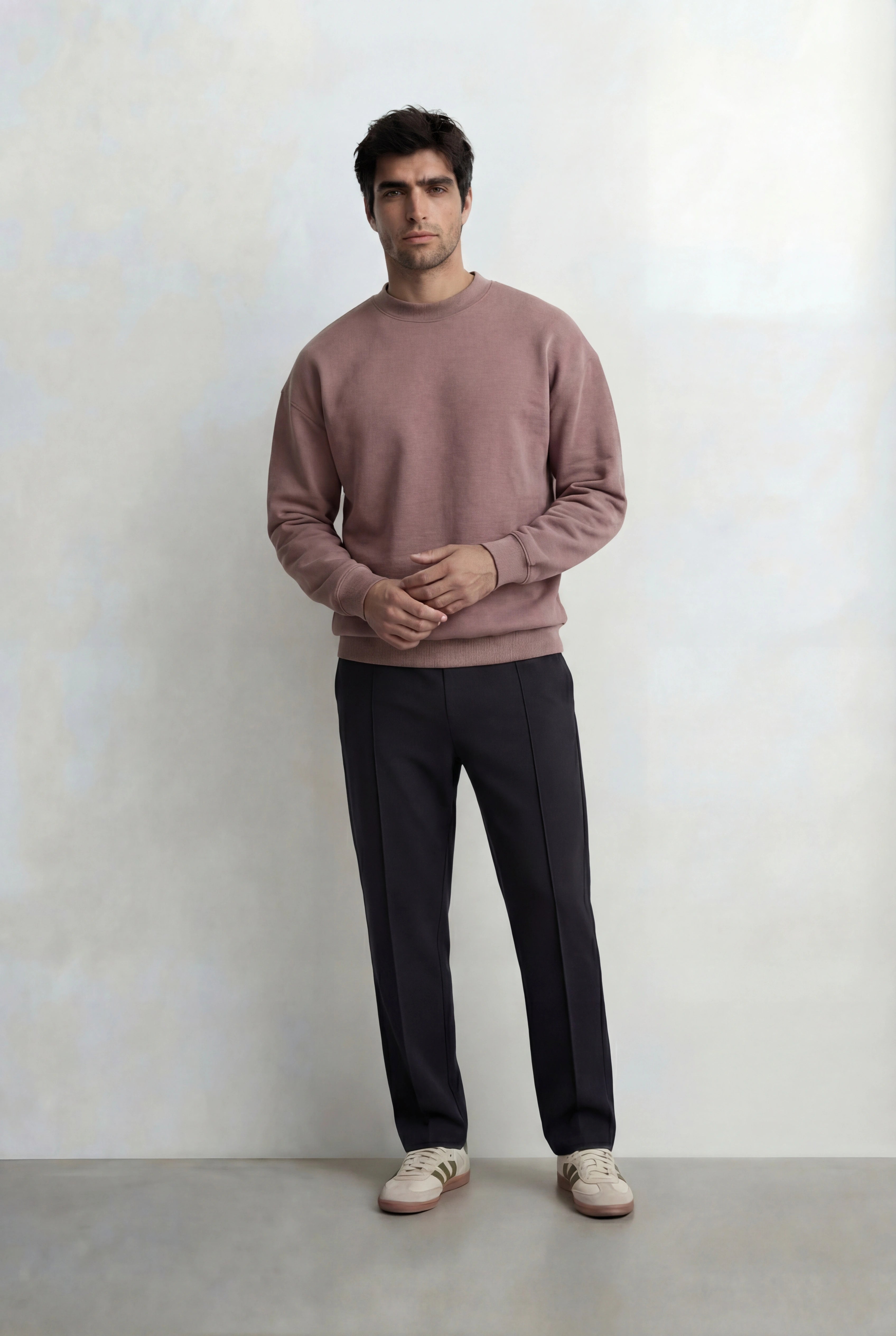 Relaxed Crew Neck Sweatshirt - Mauve Pink