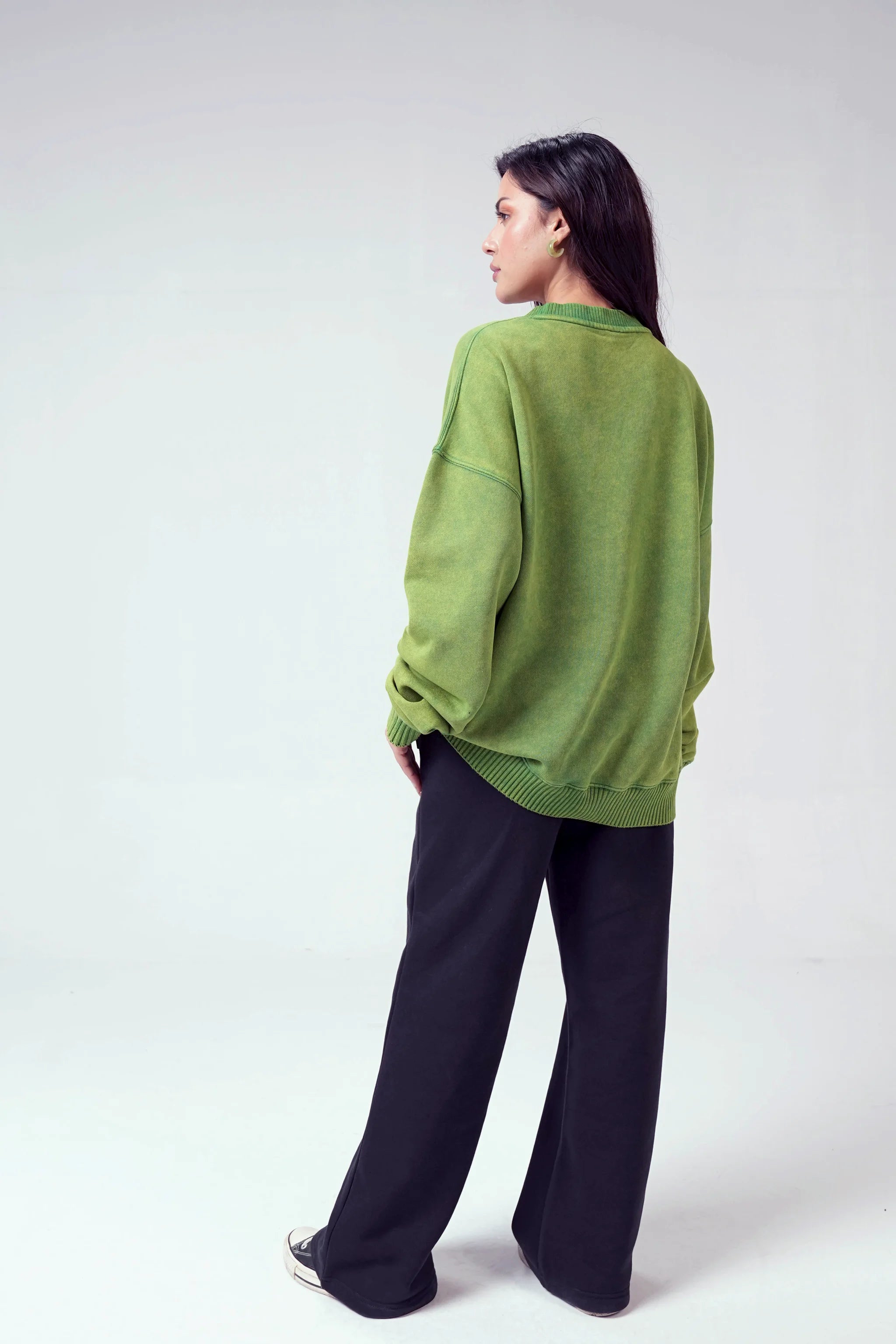Acidwash Sweatshirt Women - Parrot Green