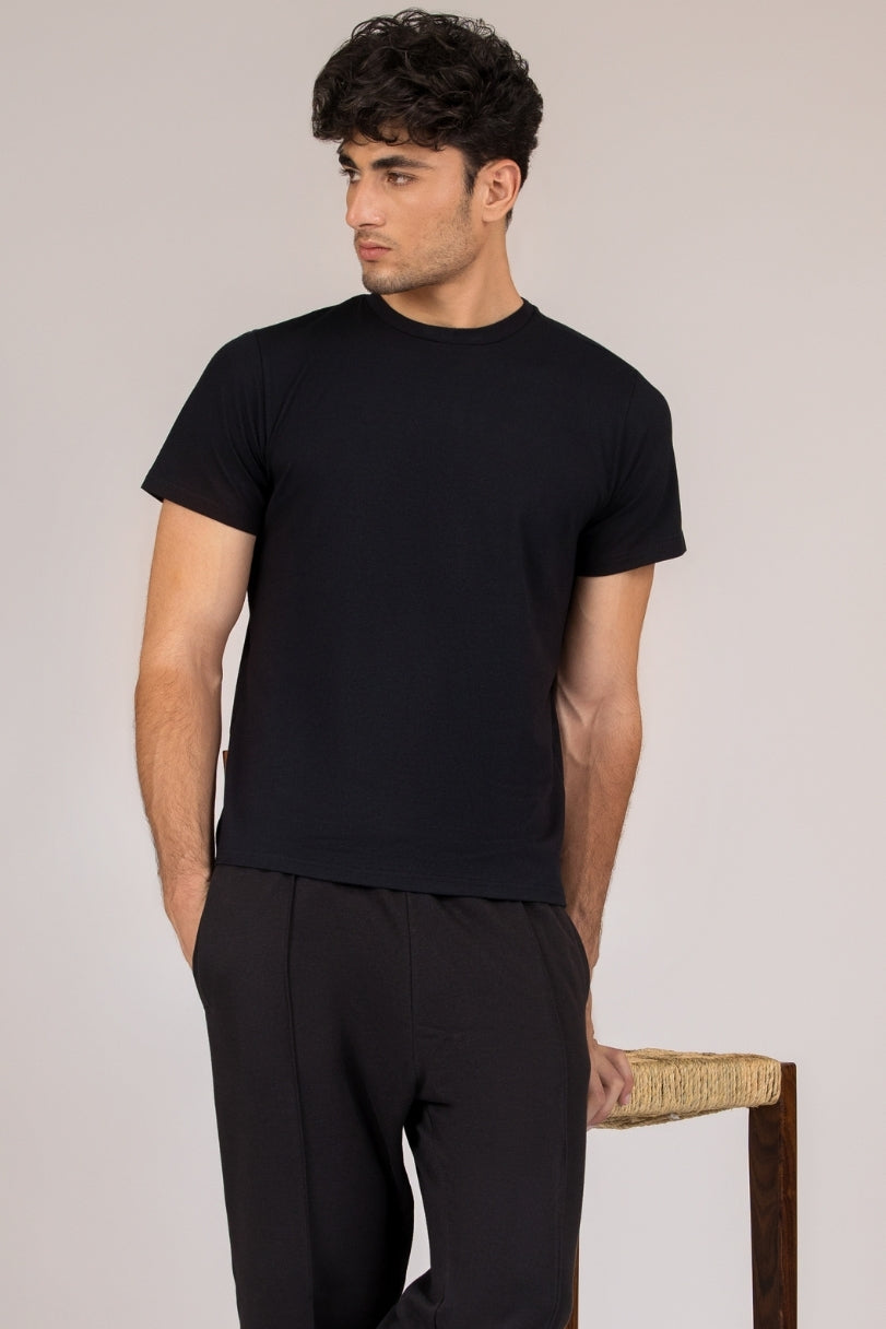 Men Regular Fit T-shirt, Black 2025