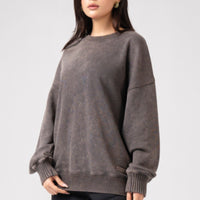 Acidwash Sweatshirt Women- Polar Brown
