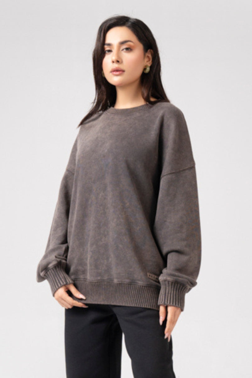 Acidwash Sweatshirt Women- Polar Brown