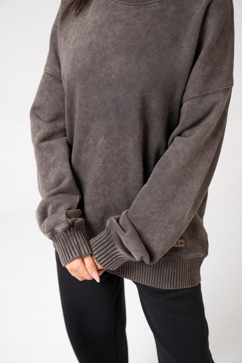 Acidwash Sweatshirt Women- Polar Brown