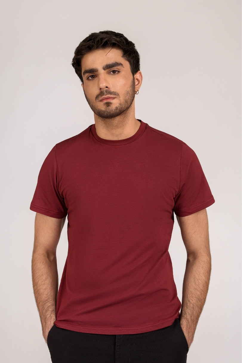 Men Regular Fit T-shirt, Maroon 2025