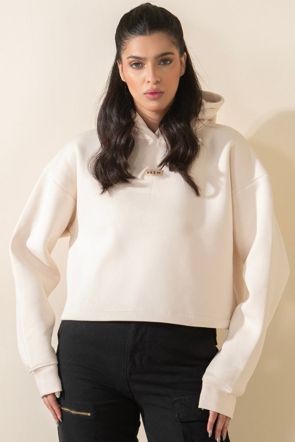 Basic Crop hoodie - Beige