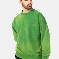 Acidwash Sweatshirt Men- Parrot Green