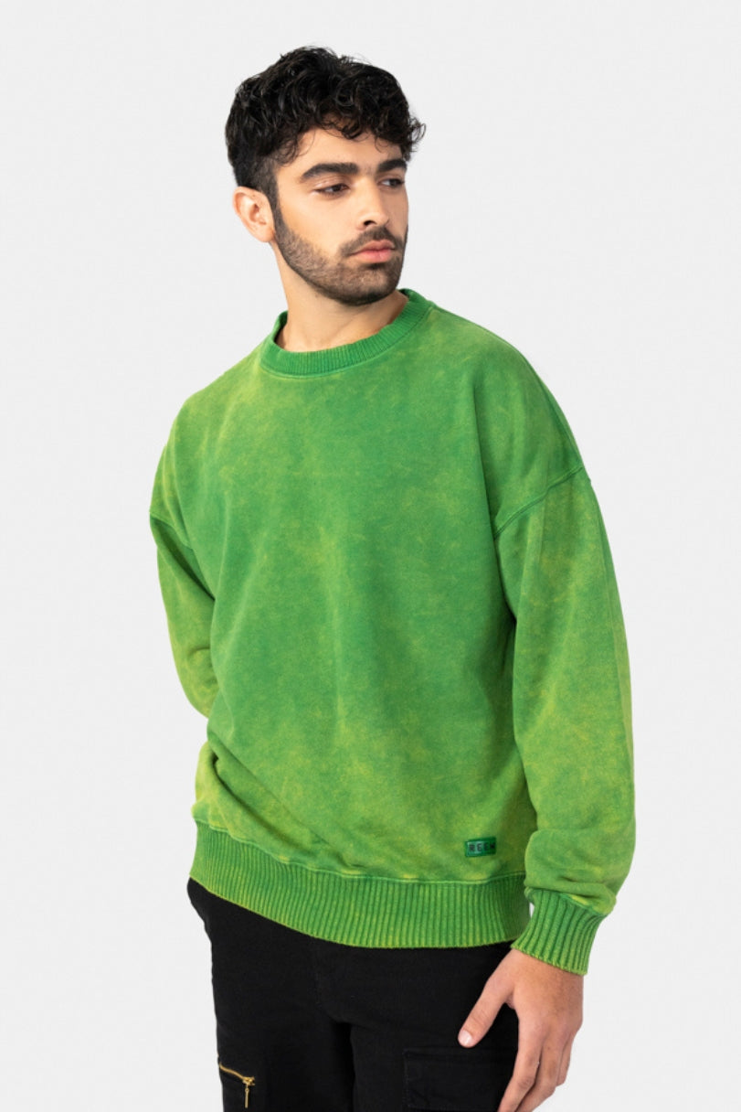 Acidwash Sweatshirt Men- Parrot Green