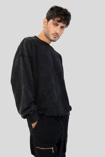 Acidwash Sweatshirt Men- Black
