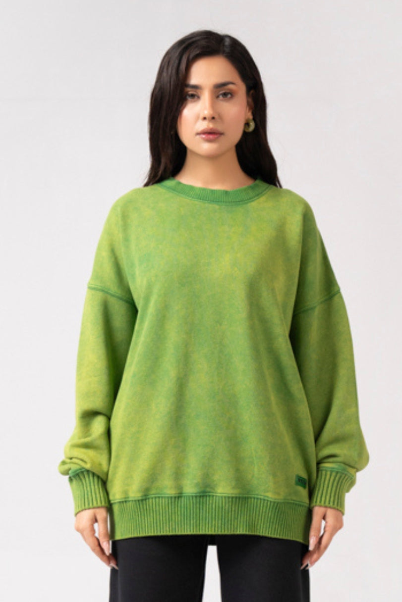 Acidwash Sweatshirt Women - Parrot Green