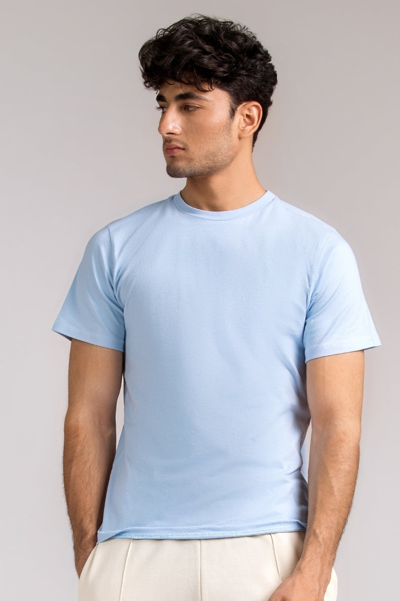 Men Regular Fit T-shirt, Ice Blue 2025