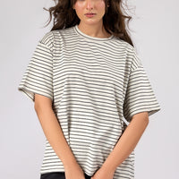 Women Black Sleek Stripes Box Fit T-shirt 2025