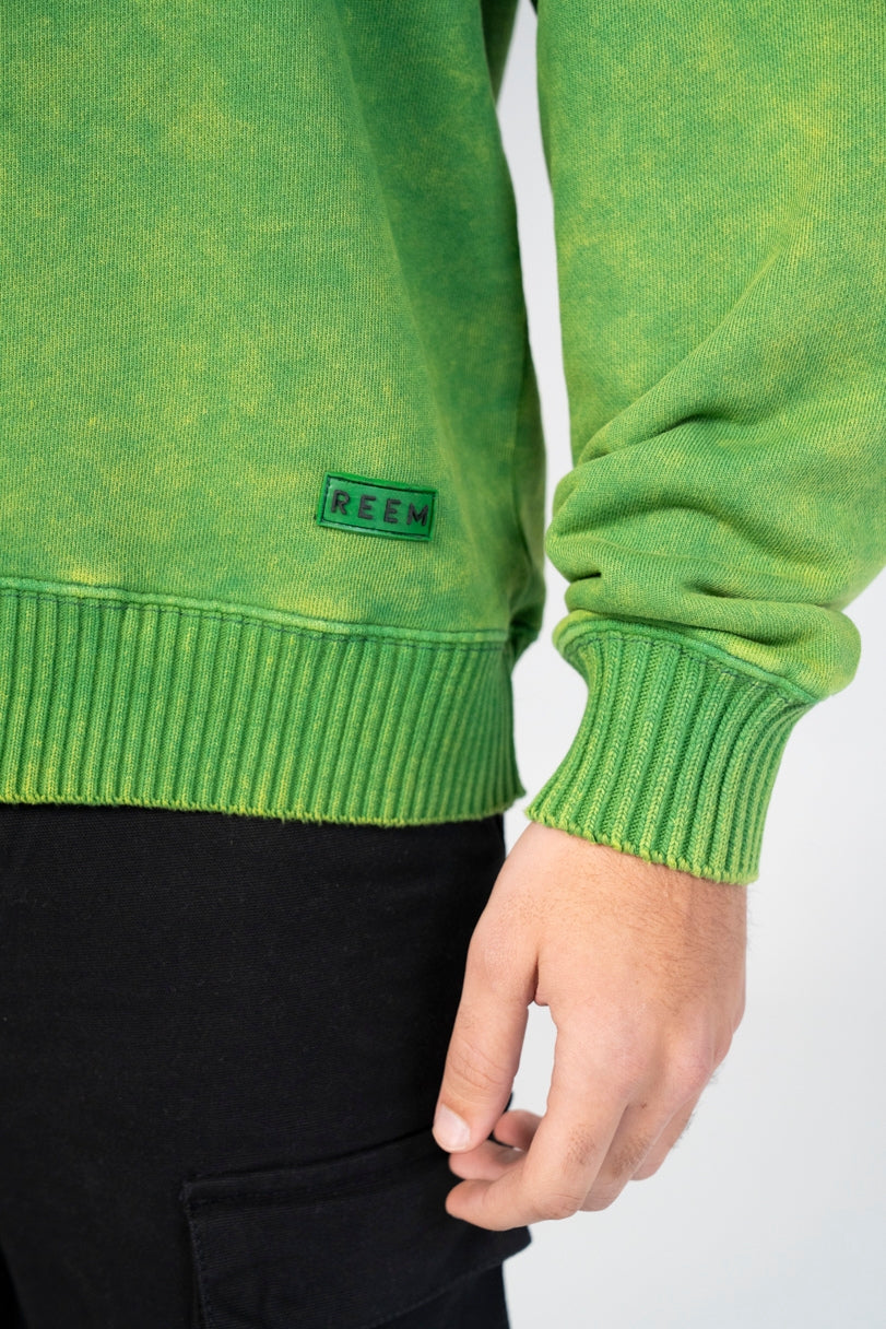 Acidwash Sweatshirt Men- Parrot Green