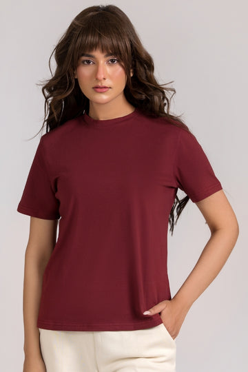 Women Regular Fit T-shirt, Maroon 2025