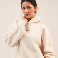Basic Crop hoodie Co-ord Set - Beige