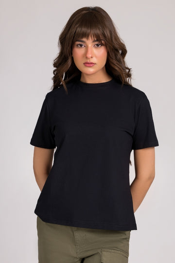 Women Regular Fit T-shirt, Black 2025