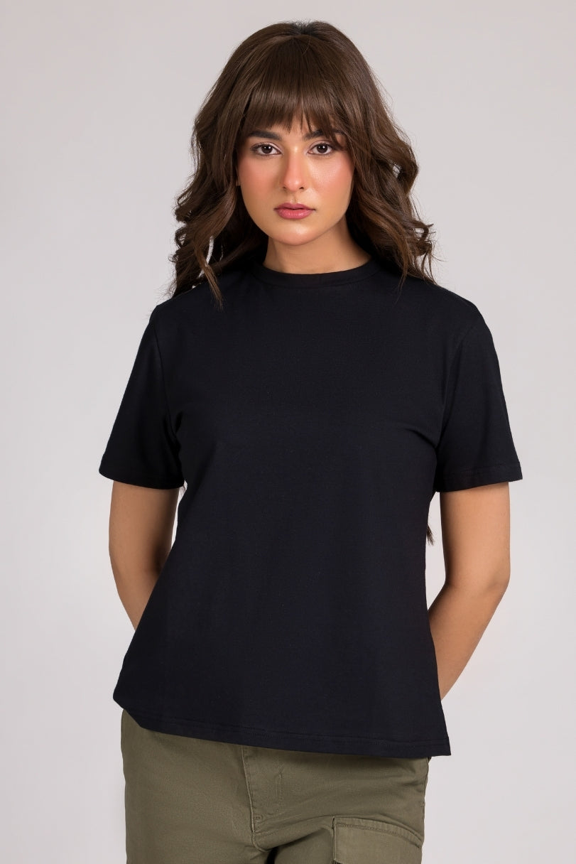 Women Regular Fit T-shirt, Black 2025