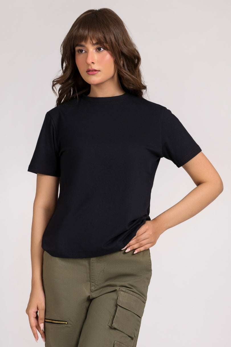 Women Regular Fit T-shirt, Black 2025