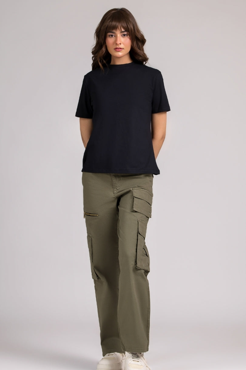Women Regular Fit T-shirt, Black 2025