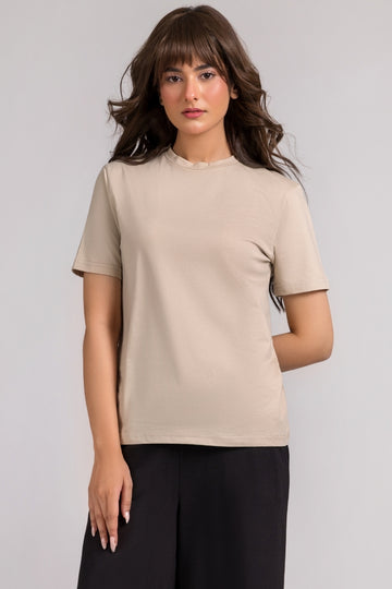 Women Regular Fit T-shirt, Cream Beige 2025