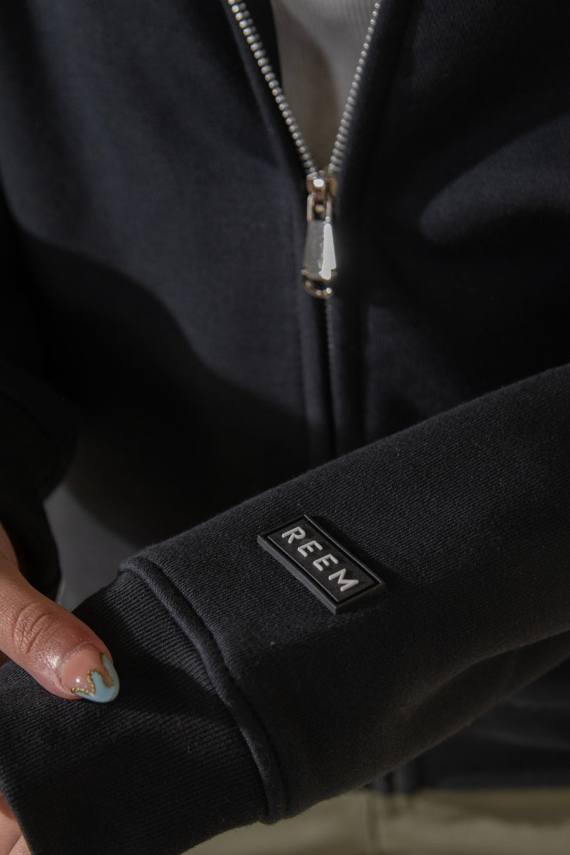 Basic Crop hoodie - Coal Black