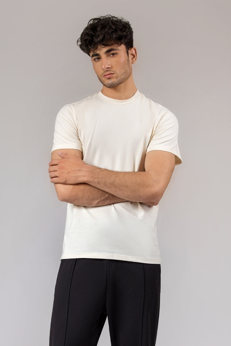 Men Regular Fit T-shirt, Ivory 2025