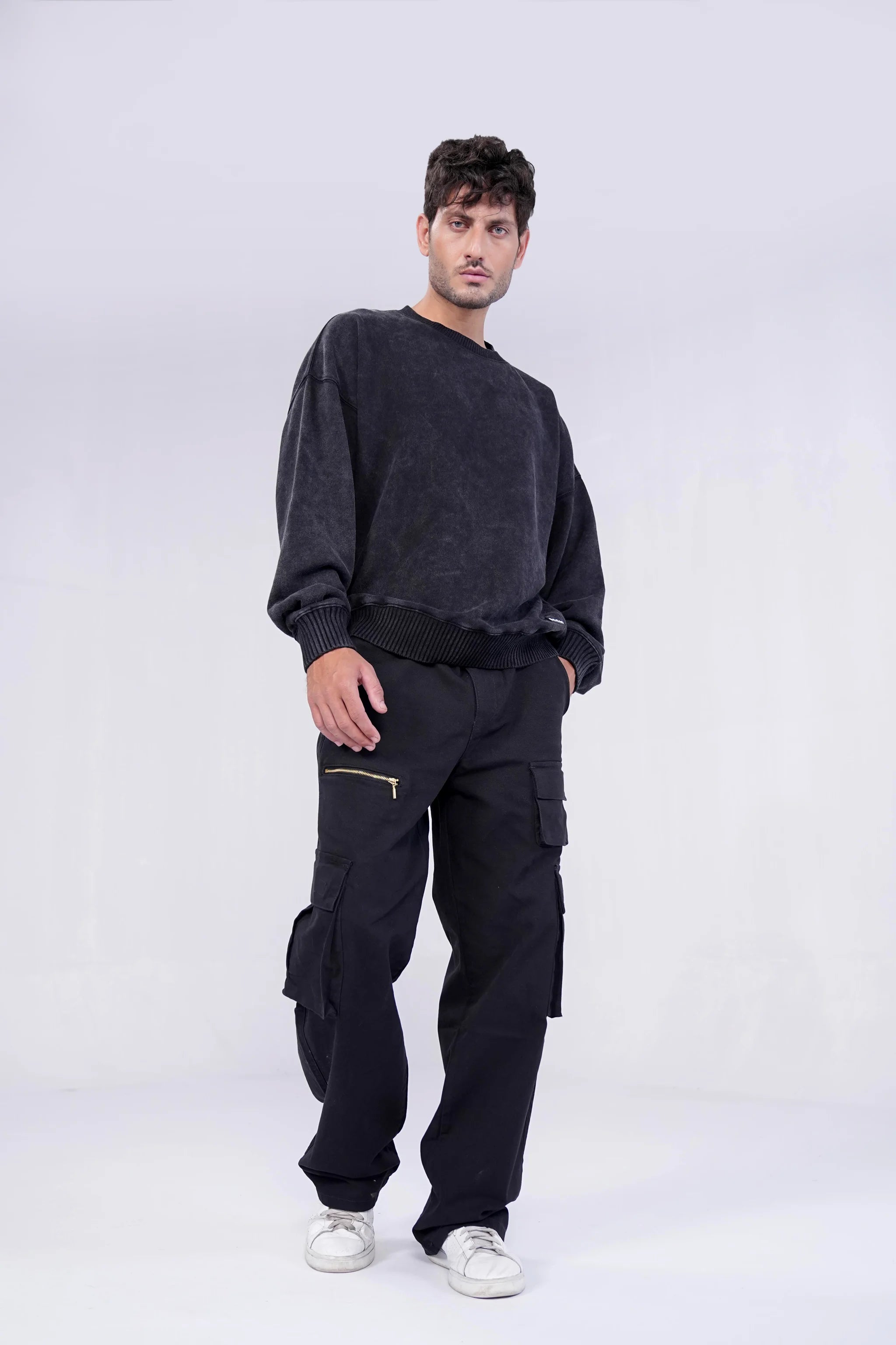 Classic Straight Cargo Pants - Coal Black