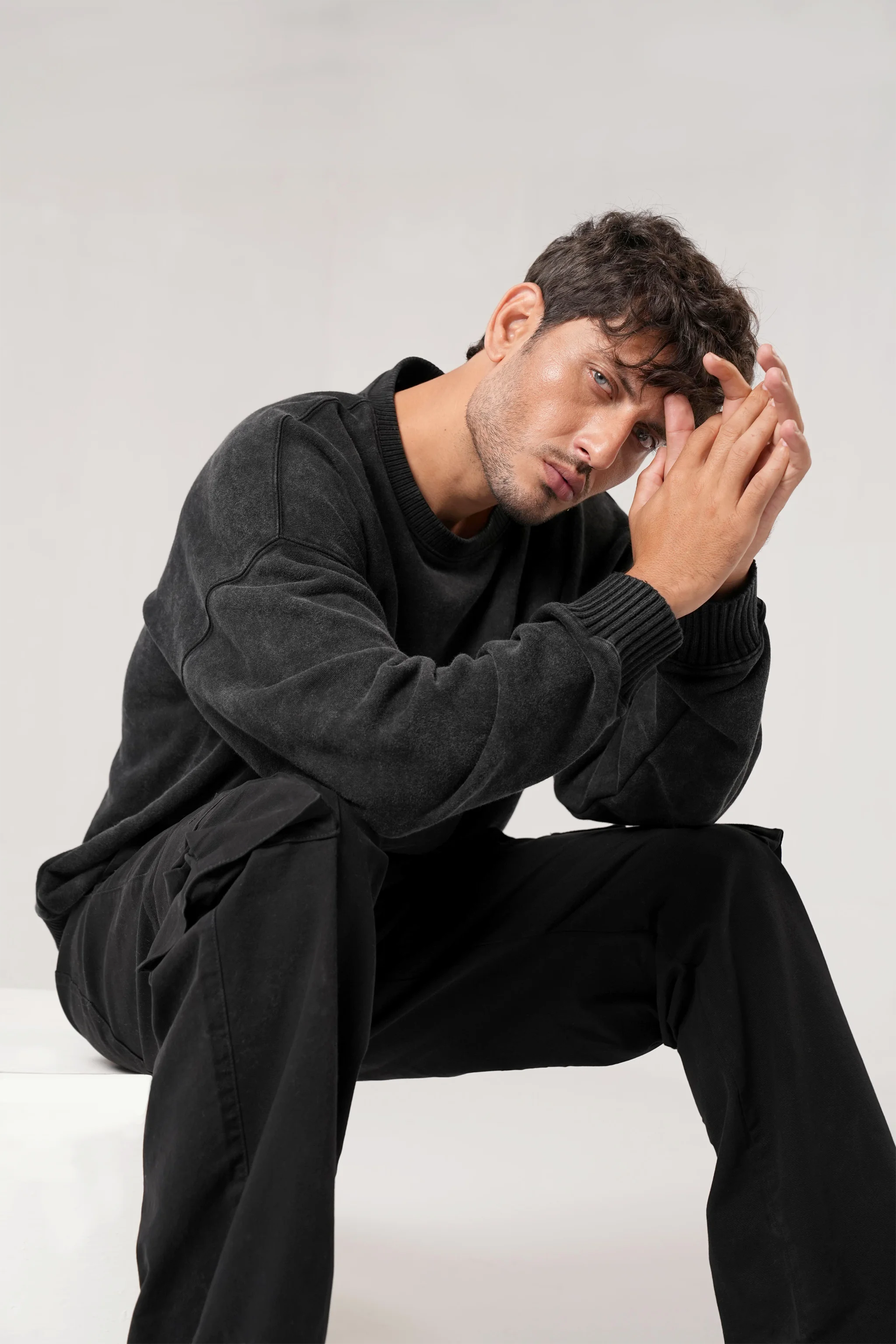 Acidwash Sweatshirt Men- Black