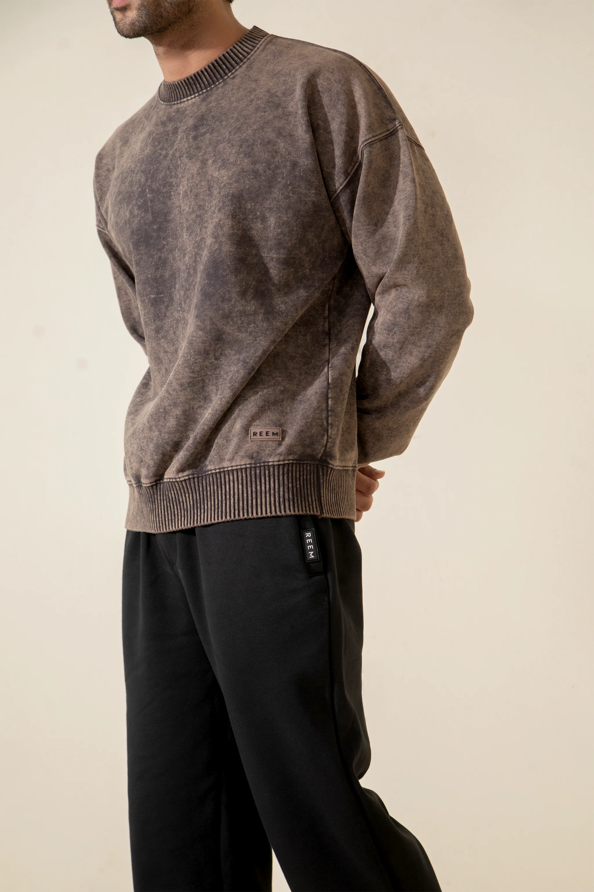 Acidwash Sweatshirt Men- Polar Brown