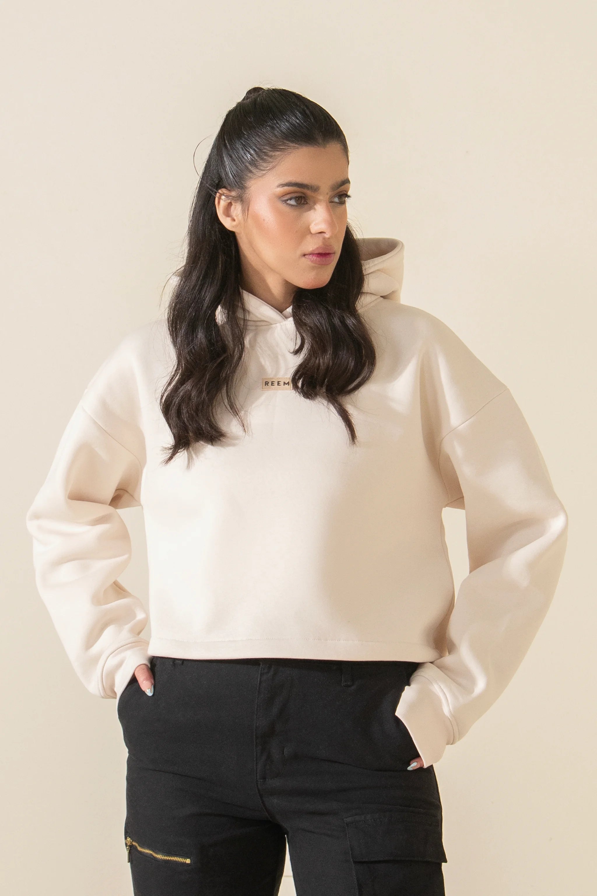 SIgnature Crop hoodie - Ivory
