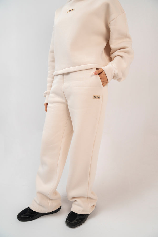 Straight Trouser For Women - Cream Beige