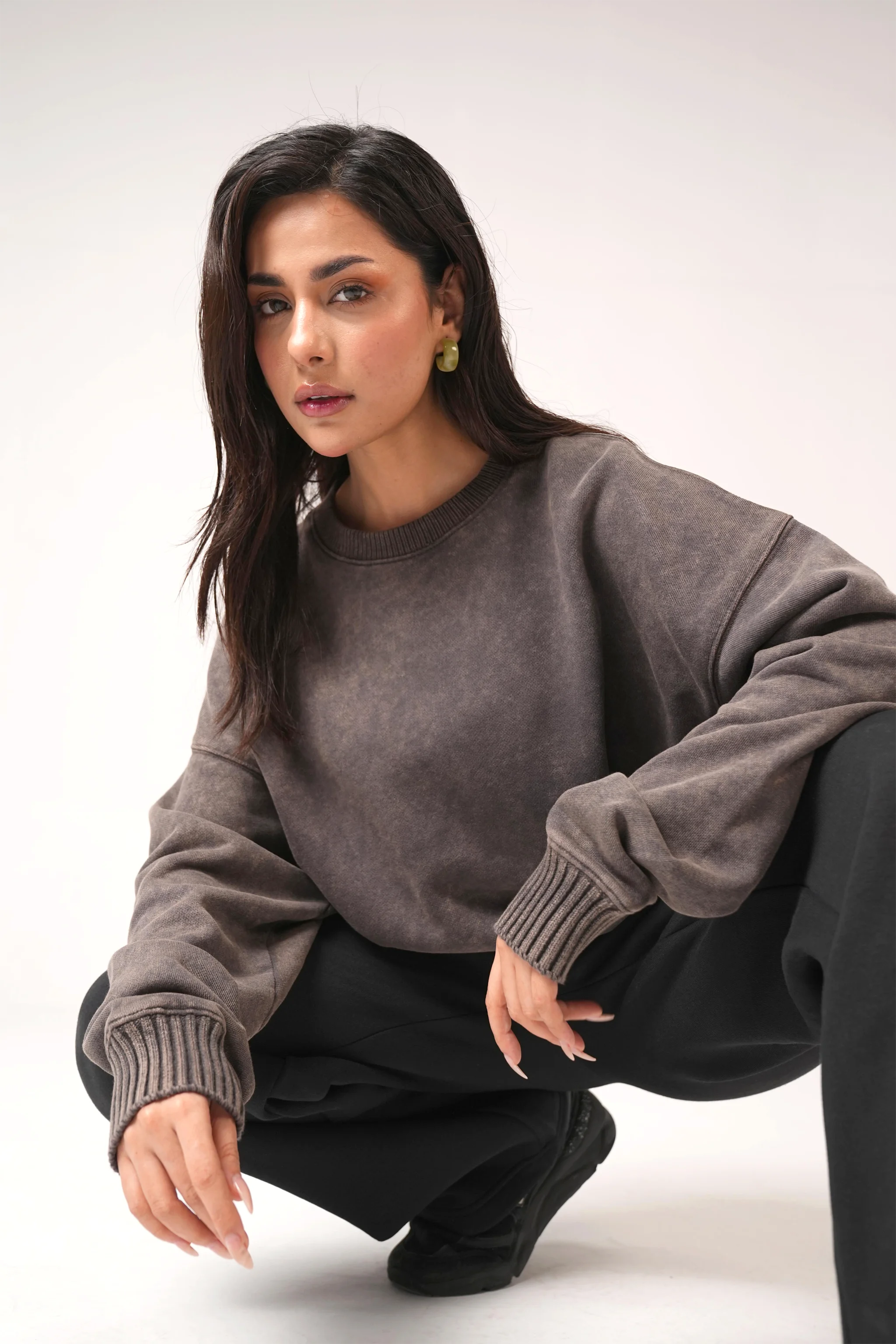 Acidwash Sweatshirt Women- Polar Brown
